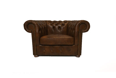 Chesterfield Fauteuil Class Leer | Cloudy Licht Bruin | 12 jaar garantie